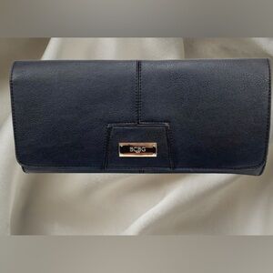 BCBG Paris Midnight Blue Leather Clutch Brand New